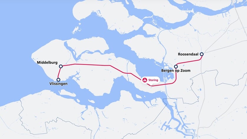 Minder treinen tussen Roosendaal en Vlissingen door overwegstoring