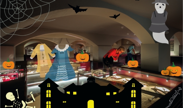 Griezelen in het museum tijdens Halloween
