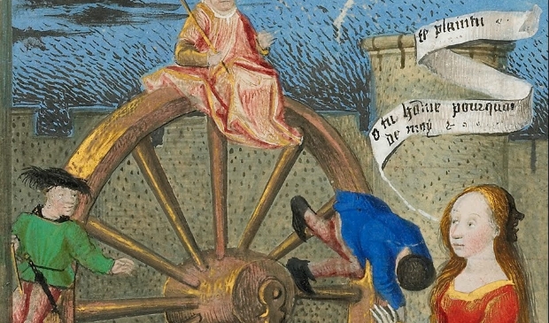 Het Rad van Fortuin zoals dat voorkomt in De vertroosting van de filosofie van Boëthius