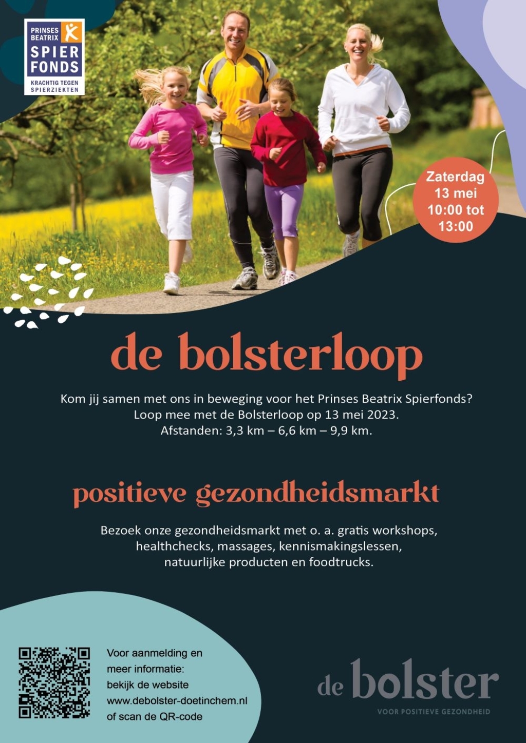 Poster van de Bolsterloop en Positieve Gezondheidsmarkt