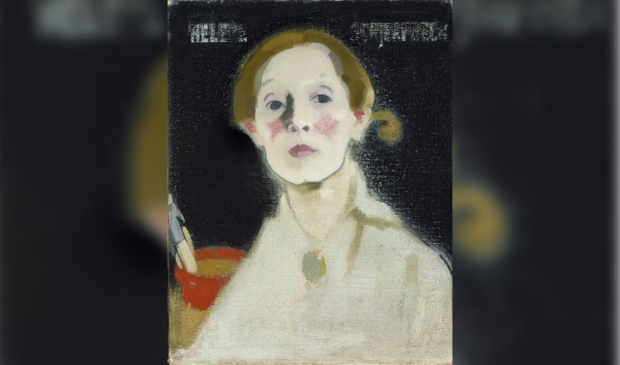 self portrait with black background, Hele Schjerfbeck