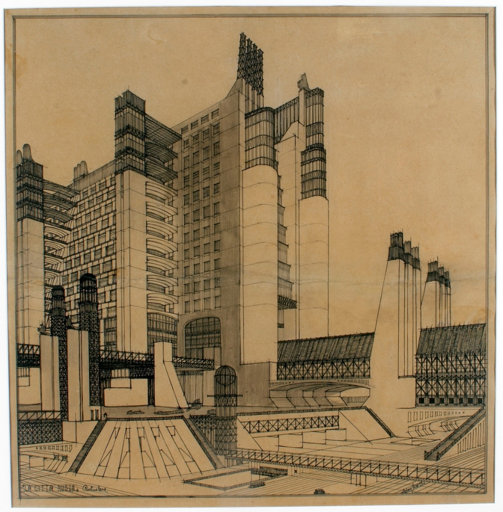 Antonio Sant'Elia, De nieuwe stad. Detail. 1914