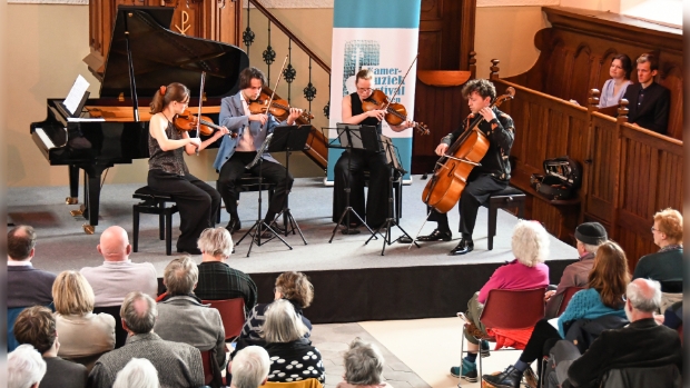 Het Animato Kwartet speelt tijdens het Kamermuziekfestival Eibergen