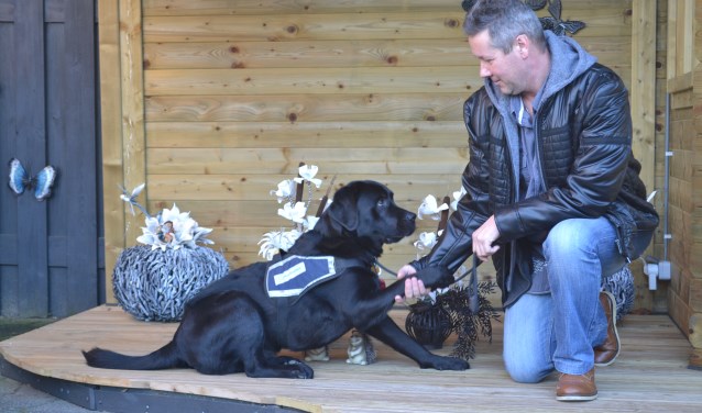Veteraan Marcel ter Voert met zijn PTSS-hulphond Lorens. Foto: Joke Burink