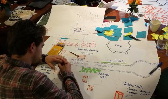 TU Delft studenten hard aan het werk voor de slimste weg. Foto: Rob Weeber
