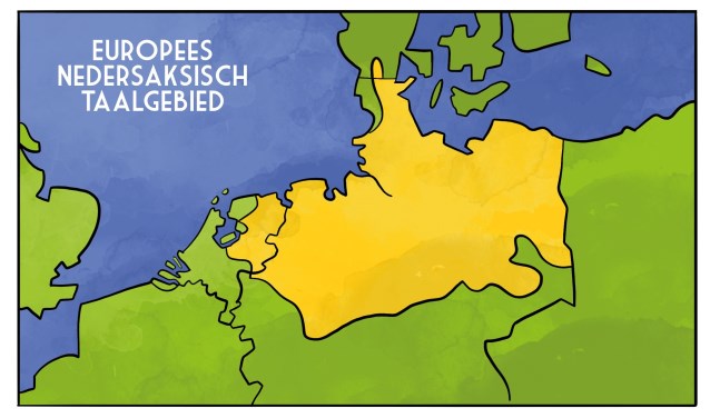 Het Nedersaksisch taalgebied. Illustratie: ToonWorkz