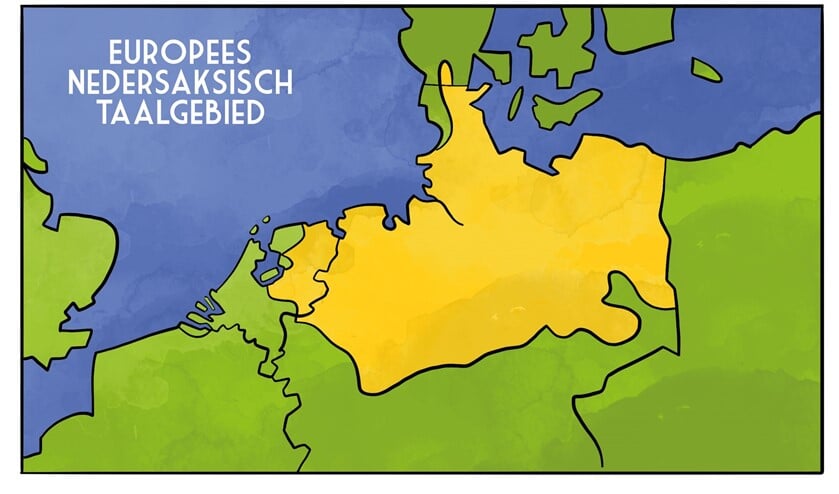 Het Nedersaksisch taalgebied. Illustratie: ToonWorkz