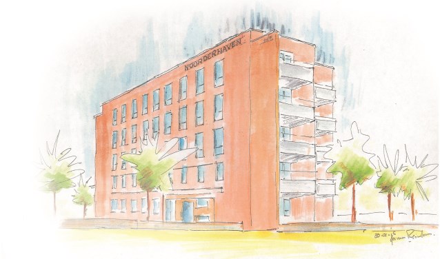 Tekening van het te bouwen appartementencomplex 't Reesink. Foto: PR