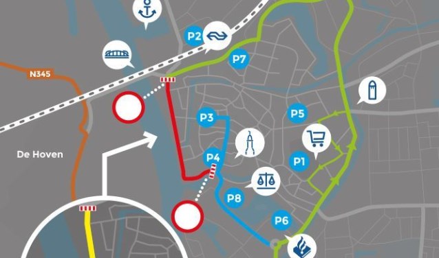 De omleidingsroutes. Afbeelding gemeente Zutphen