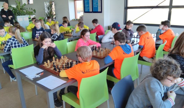 De jonge schakers geconcentreerd achter het bord. Foto: PR WSG