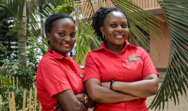 Jessica Nakazibwe (l) en Sarah Serunjogi. Foto: PR UCCF