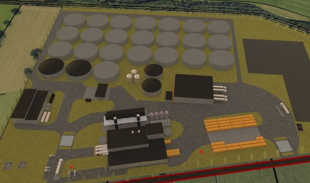 Een ontwerpschets van de fabriek. Illustratie: gemeente Oost Gelre