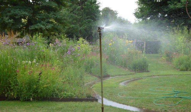 Sproeien is noodzaak in deze droge zomer. Foto: PR