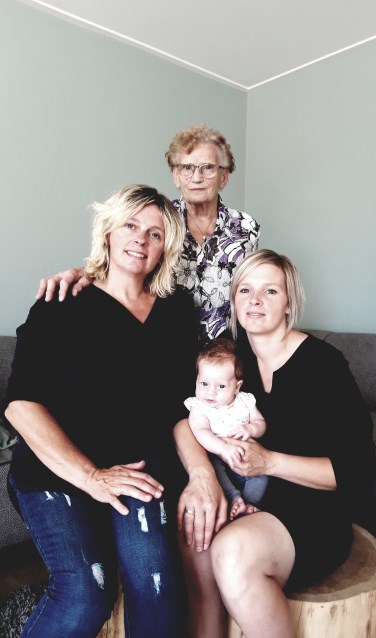 De vier generaties in vrouwelijke lijn. Foto: eigen foto