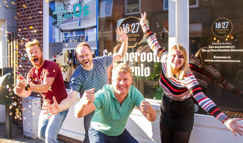 Vreugde bij de bouwers van de Escaperoom Groenlo. Foto: Marcel Houwer