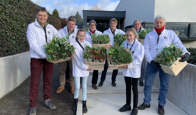 Iedere zaterdag in februari is de Lionsclub Zutphen actief met de tulpenverkoop. Foto: PR