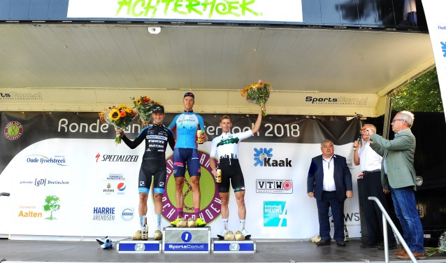 Het podium van de wielerwedstrijd Ronde van de Achterhoek in 2018.