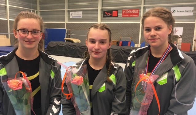 De drie succesvolle turnsters. Foto: Louise Smilda