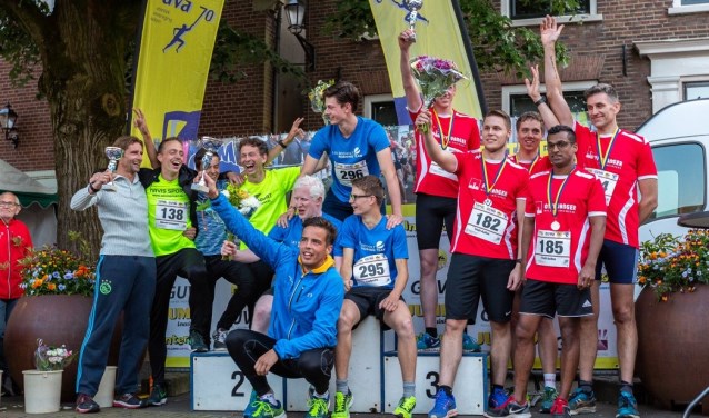 Het podium van de GUV Businessrun 2018. Foto: Dick Lubbers