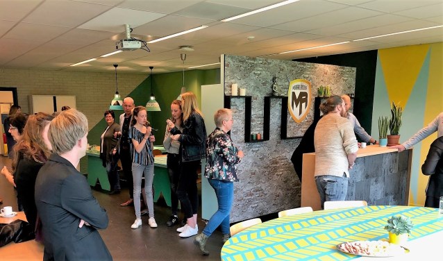 De Huiskamer is verdeeld in kleurvakken om de verschillende gebruiksgebieden aan te geven. Foto: Marianum