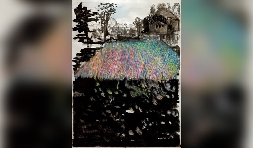 Emmy Bergsma, A New Garden, 2017. Houtskool inkt en pastel op papier 140 x 180 cm. Foto: John Stoel