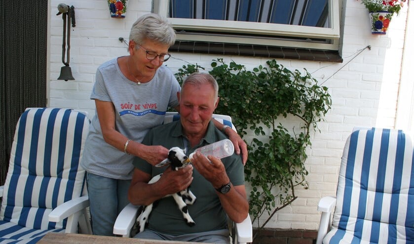 Bartje krijgt om de drie uur zijn flesje melk van Benny en Thea Tangelder. Foto: PR