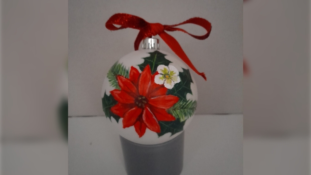 Handbeschilderde kerstbal door Harry Ligtenbarg