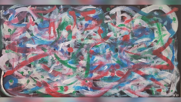 Schilderij Porto. Intuïtief dansend geschilderd door Arjen Vonk
