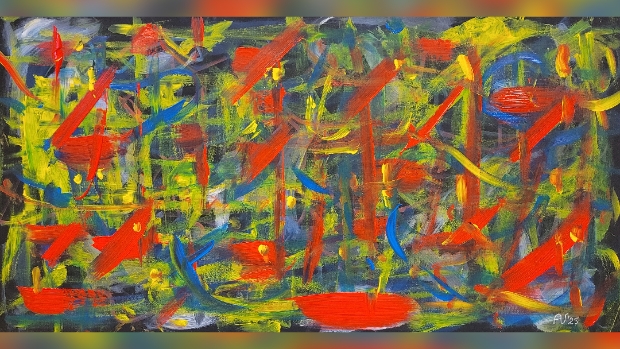 Schilderij Cuba Libre. Dansend geschilderd door Arjen Vonk op de klanken van Cubaanse dansen 