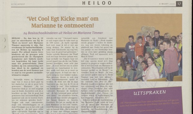 24 Basisschoolkinderen uit Heiloo waren uitverkoren om bij de 'Meet en Greet' met Marianne Timmer aanwezig te zijn.
