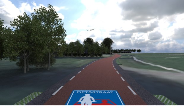 Zo gaat de Uitgeesterweg er als fietsstraat uitzien