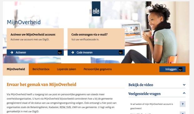 De daadwerkelijke website van MijnOverheid