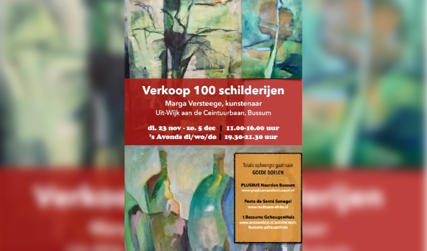 affiche info verkoop schilderijen Marga Versteege