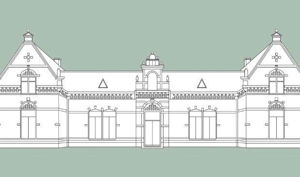 Tekening van monumentaal pand Bosdrift 12