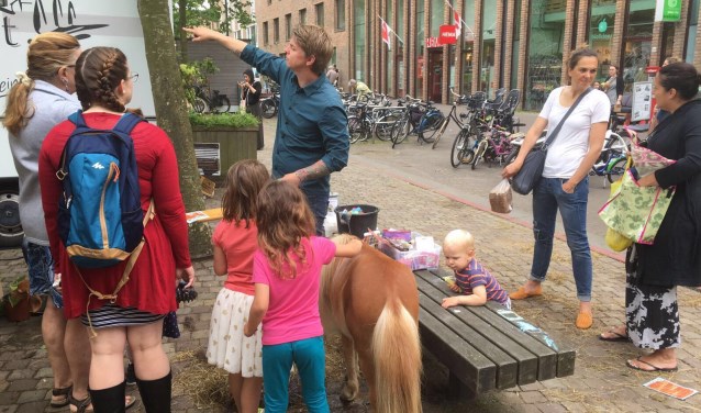 Je kunt een bankje ook 'opleuken' met pony's, zoals hier bij het winkelcentrum.