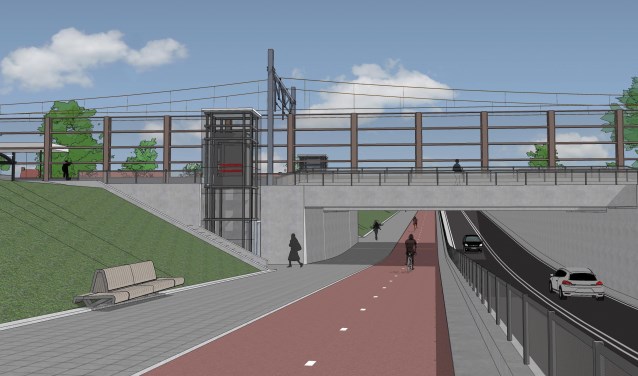 Een artist impression van de spoorwegonderdoorgang.