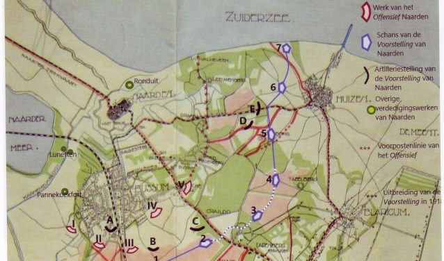 Een kaart met de stellingen van voor de Eerste Wereldoorlog.