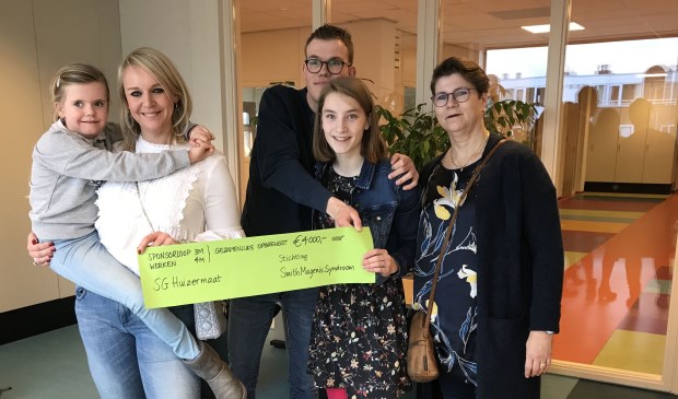 De cheque wordt in ontvangst genomen.