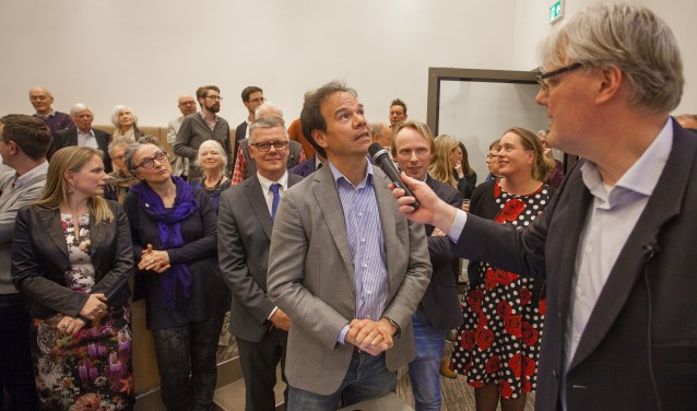 Maarten Balzar (D66) tijdens de uitslag van de gemeenteraadsverkiezingen.