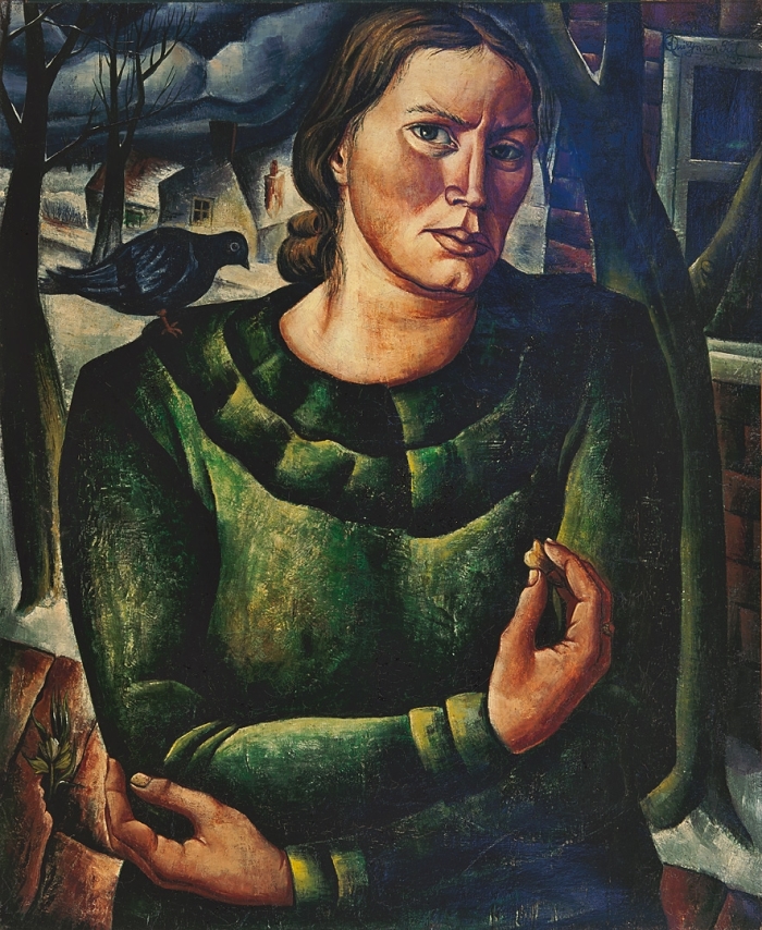Quirijn van Tiel, Vrouw met vogel, 1935, Olieverf op doek, 70 x 85 cm. 