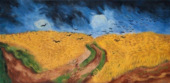 Korenveld met kraaijen door Van Gogh