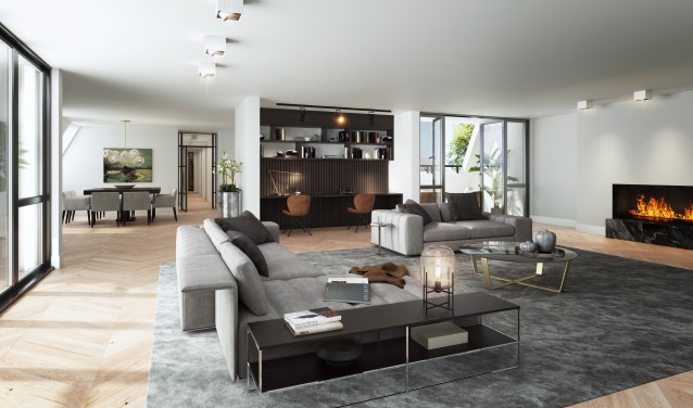 Een voorbeeld interieur van de penthouses.
