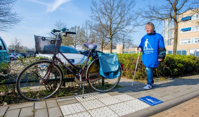 Blokkades op de geleidelijn zijn een enorm probleem voor Giselle Delnoye. (foto in scene gezet)