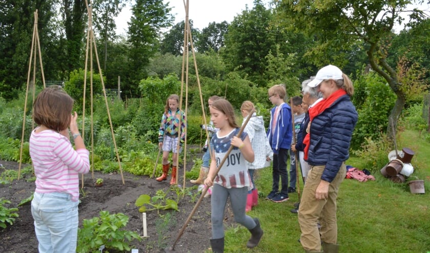 Kinderen aan de slag in de kindertuinen.