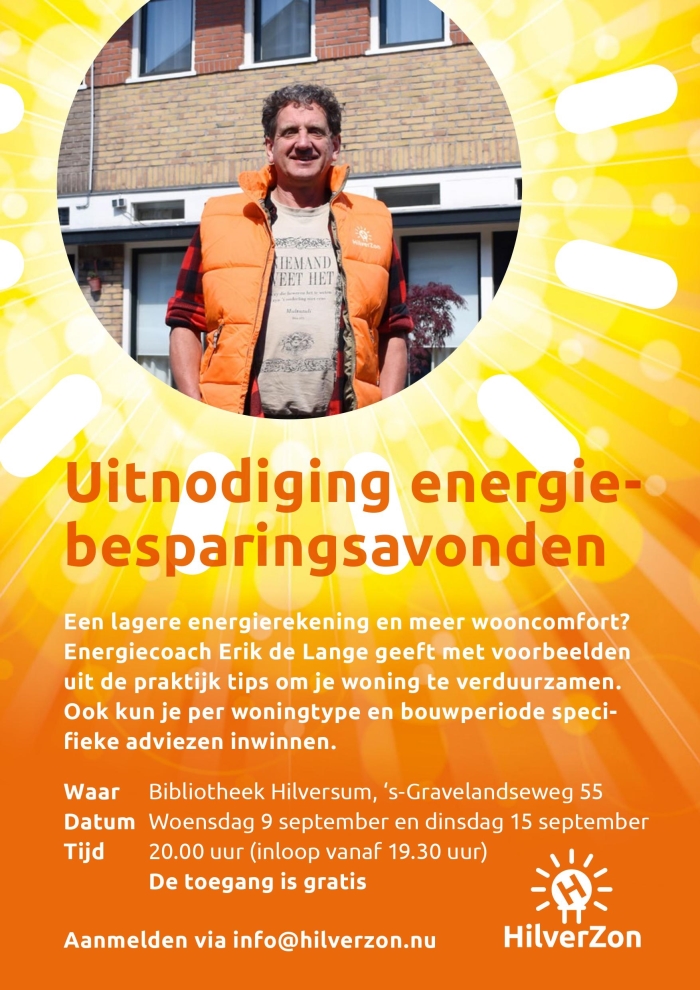 Uitnodiging energiebespaaravonden met Energiecoach Erik de Lange