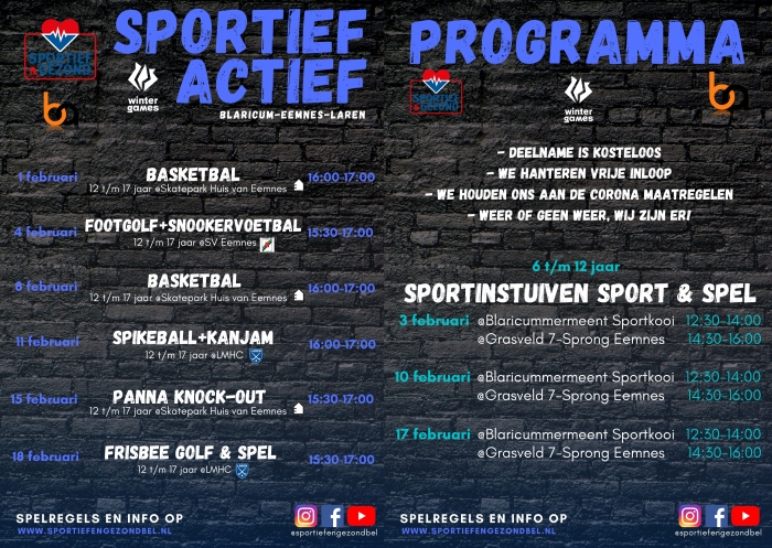 Activiteitenprogramma Wintergames februari