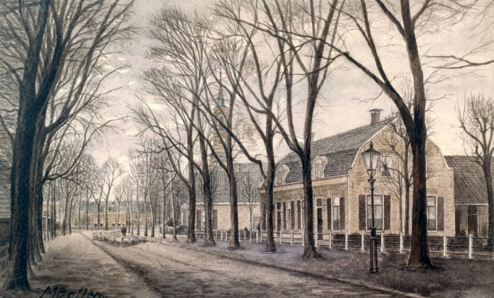 Kavel 623: Maarten Betlem (Zaandijk 1881-1957 Hilversum), De Groest in Hilversum, aquarel, 44 x 28 cm. Opgenomen in de kunst en antiekveiling van 15 / 16 februari. 