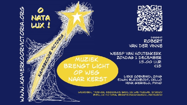 Kaarten via de QR code of ticketkantoor/shop/victoriaadvent