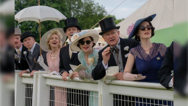 4226_D030_02755_R
(L to R) Laura Carmichael stars as Lady Edith, Harry Hadden-Paton as Bertie Hexham, Elizabeth McGovern as Cora Grantham, Hugh Bonneville stars as Robert Grantham and Michelle Dockery as Lady Mary in DOWNTON ABBEY: The Grand Finale, a Focus Features release.
Credit: Rory Mulvey / © 2025 FOCUS FEATURES LLC