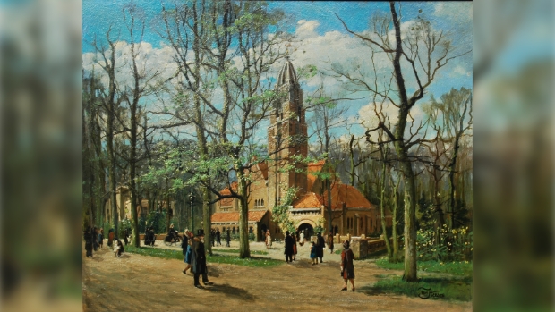 Schilderij Spieghelkerk uit 1930